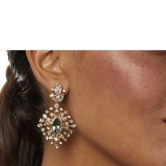 Alexis Bittar Gold and Green Statement Earrings - Picture 3 of 7